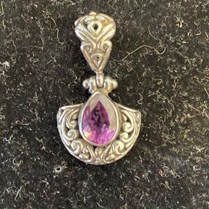 Antique 925 silver and man made Amethyst pendant